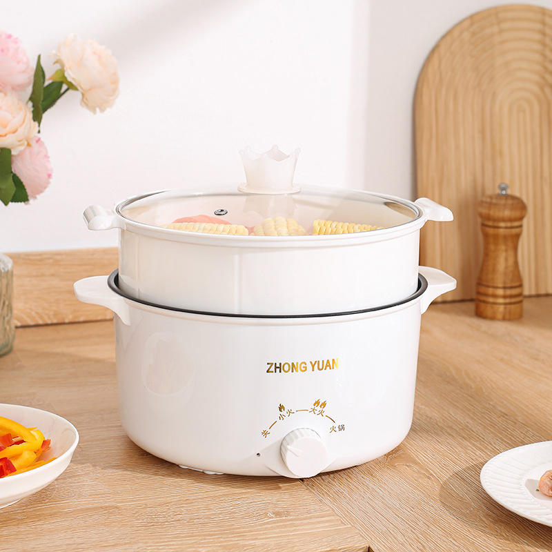 Double-Couche Électrique Hot Pot - Non-Stick Pan avec Panier Vapeur