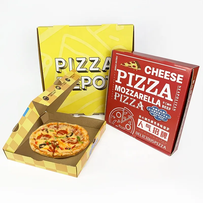 थोक 33 35 30 40 CM 9 इंच खाद्य पैकेज कार्टन प्रदायक कस्टम डिजाइन मुद्रित पैकिंग थोक सस्ते पिज्जा बक्से लोगो के साथ