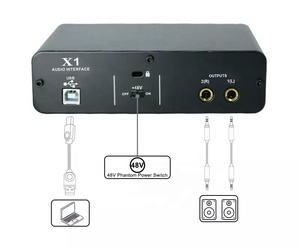 Tarjeta de sonido Usb profesional interfaz de Audio estudio de grabación 2 en 2 salidas con fuente de alimentación de 48V para cantar por ordenador