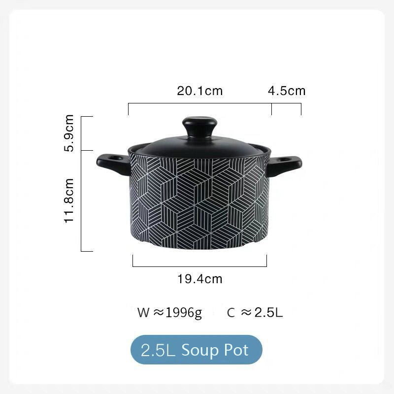Black 2.5 L Soup Pot