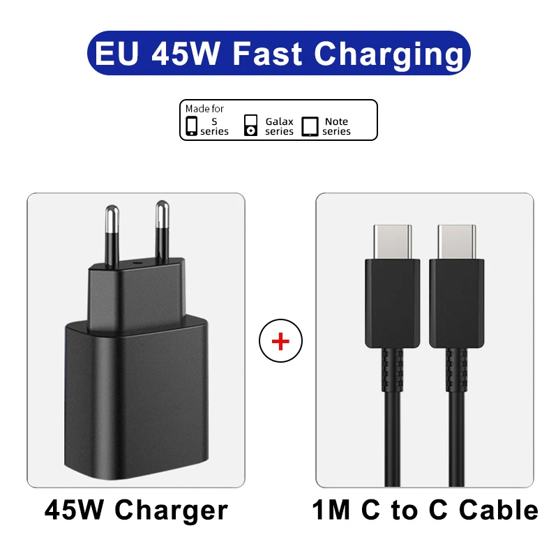 Prise UE + 1M Type-C (Noir)