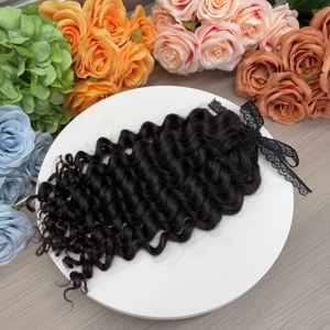 ピクシーとディープカーリーヘアのかぎ針編み束アンナ工場卸売価格バージンキューティクルアラインヘア - Product Image 1
