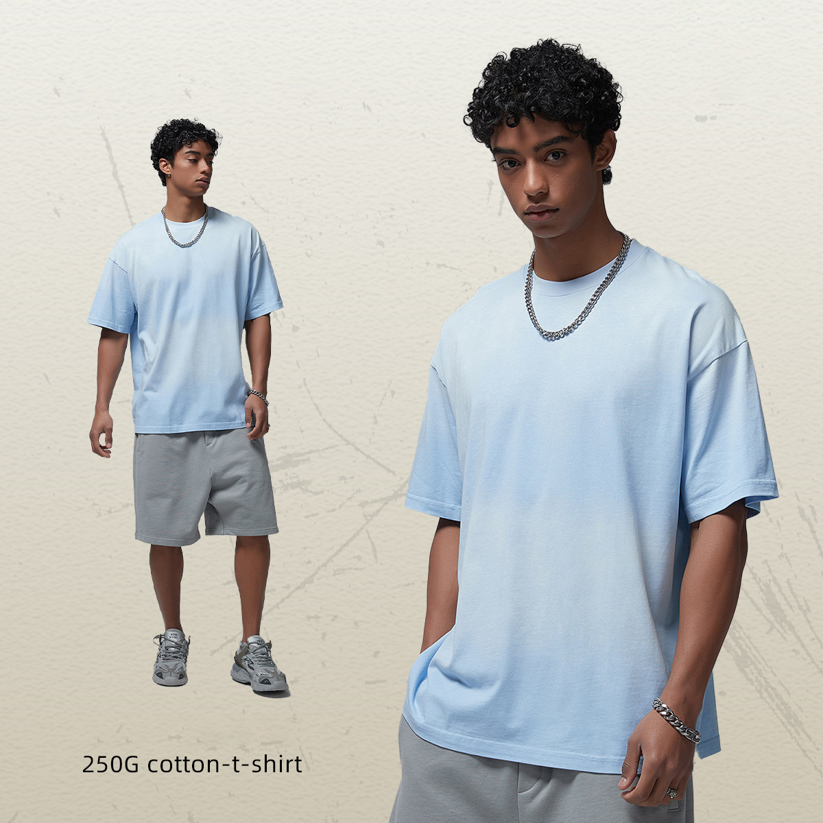 Spray dyed sky blue
