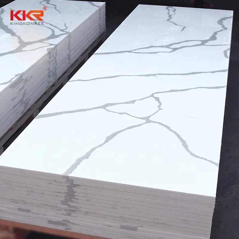 Feuilles de pierre sur mesure en marbre blanc, comptoir personnalisé, vanité Surface solide
