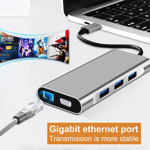 Hochwertige tragbare 10-in-1-Typ-C-Dockingstation USB C-Netzwerks chnitt stelle VGA HD USB-Hub 3 0 Dock für Laptop-Computer - Product Image 4