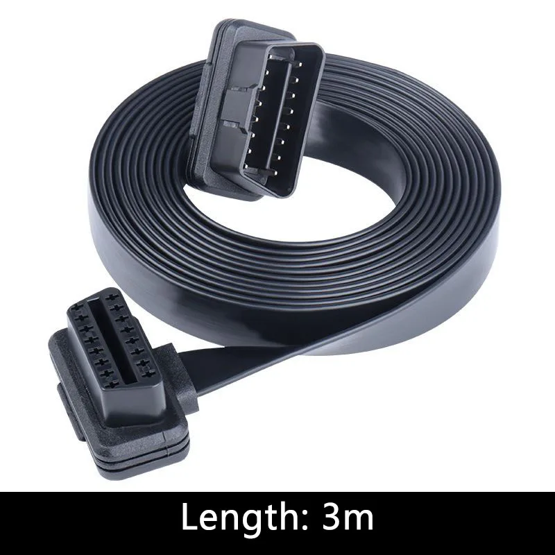 Automobile OBD2 male to female extended flat OBD cable 16 pin 16 core 3m 5m 10m