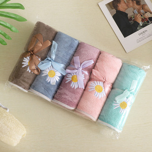 Microfiber <strong>Towel</strong> Daily Small <strong>Daisy</strong> Youth Gift Quick Drying Absorbent Soft Embroidered Word - Product Image 2