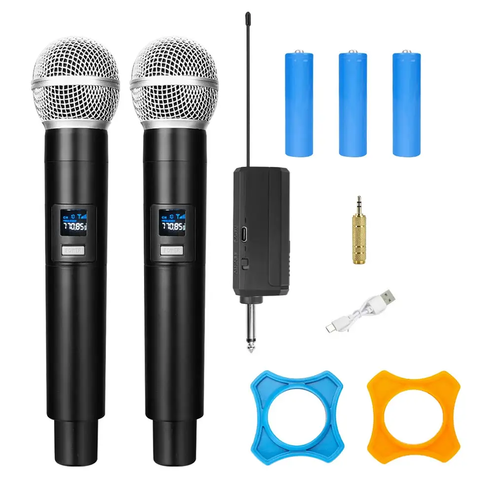 UHF Dynamic Microfone Sem Fio recarregável Universal Handheld sem fio profissional microfone sem fio para cantar Karaoke