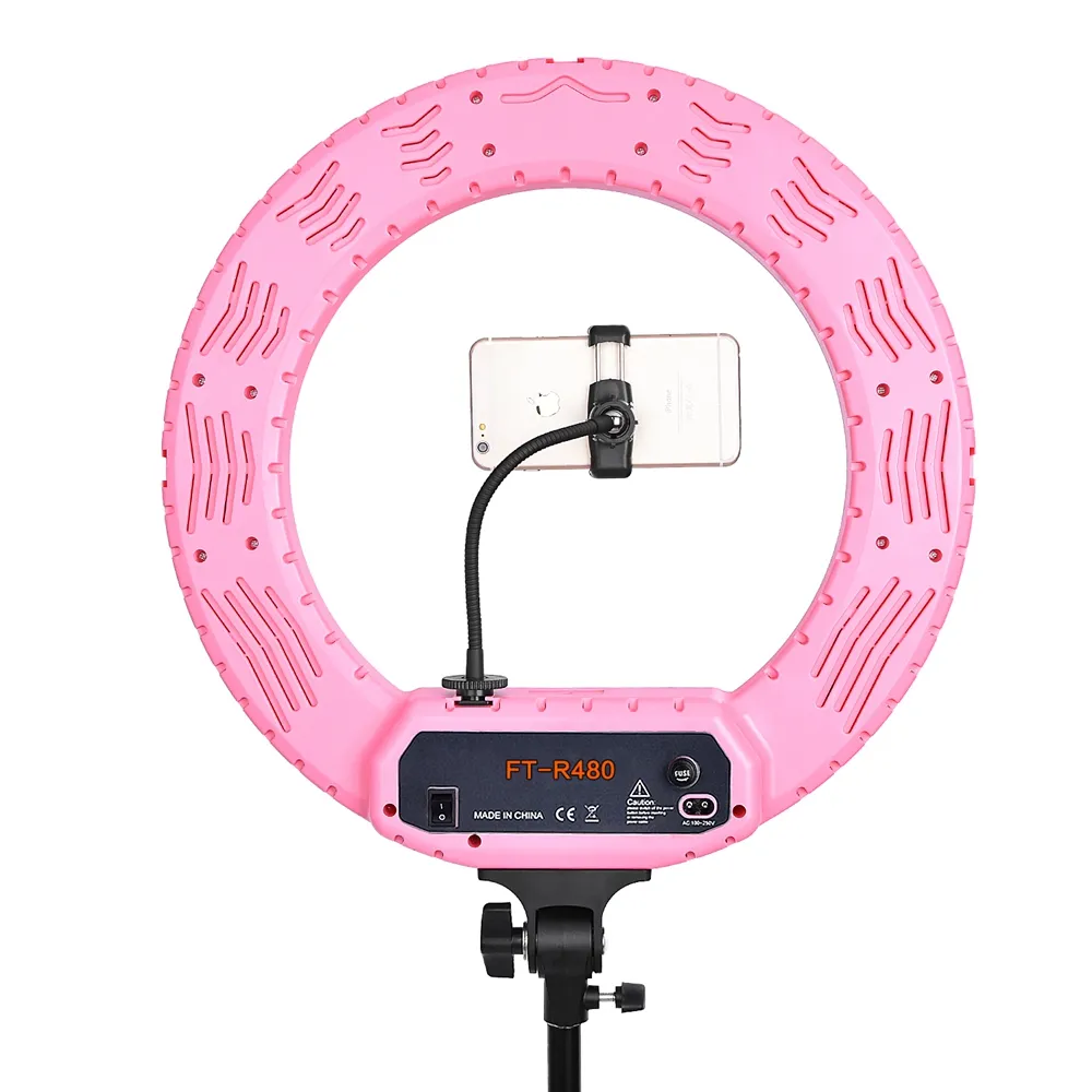 Anillo de luz LED con soporte para cámara de fotos, YouTube, vídeos, maquillaje, color negro, blanco y rosa, 48W, 3200-5800K, 18 pulgadas, 480 Uds.