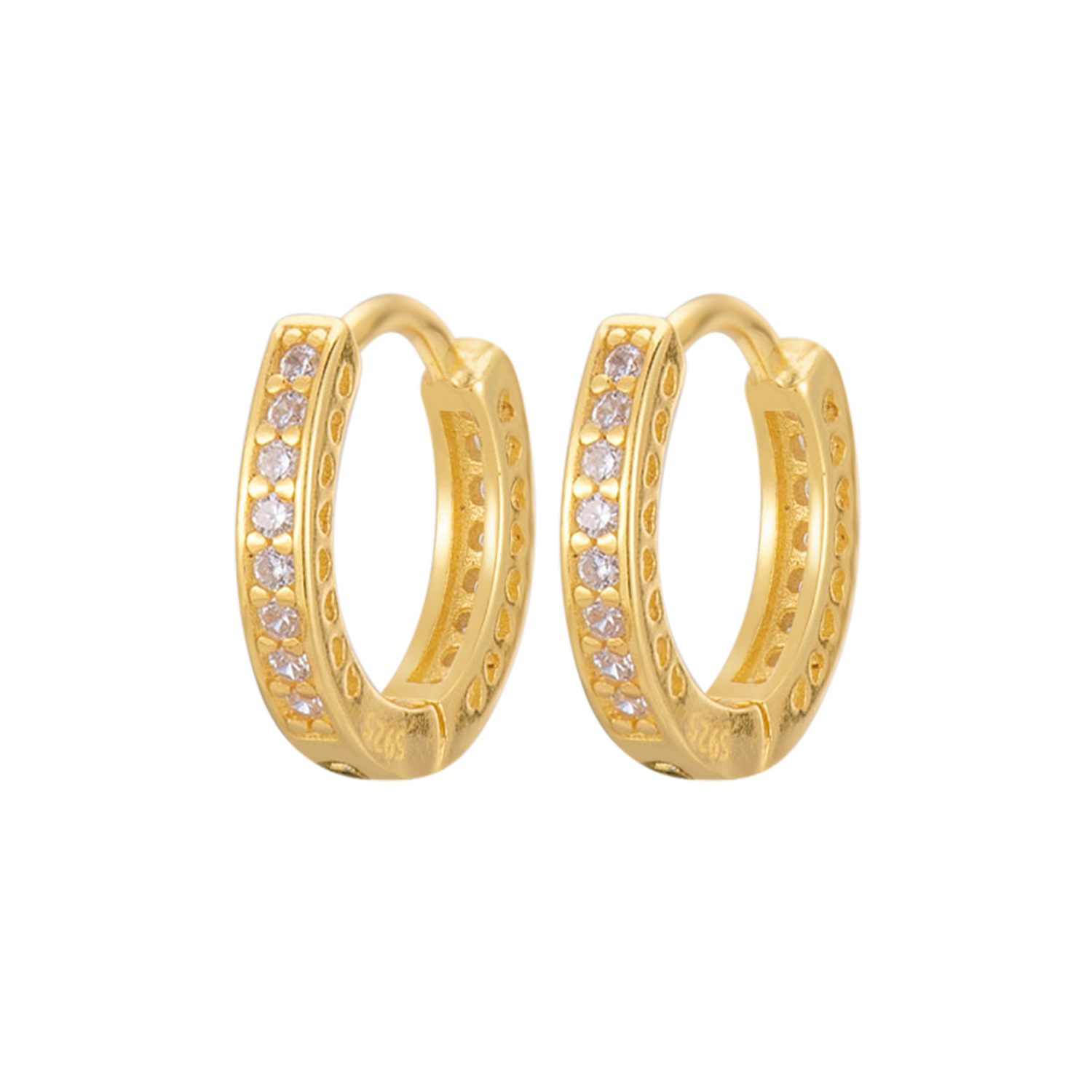 Diamond-embedded heart earrings