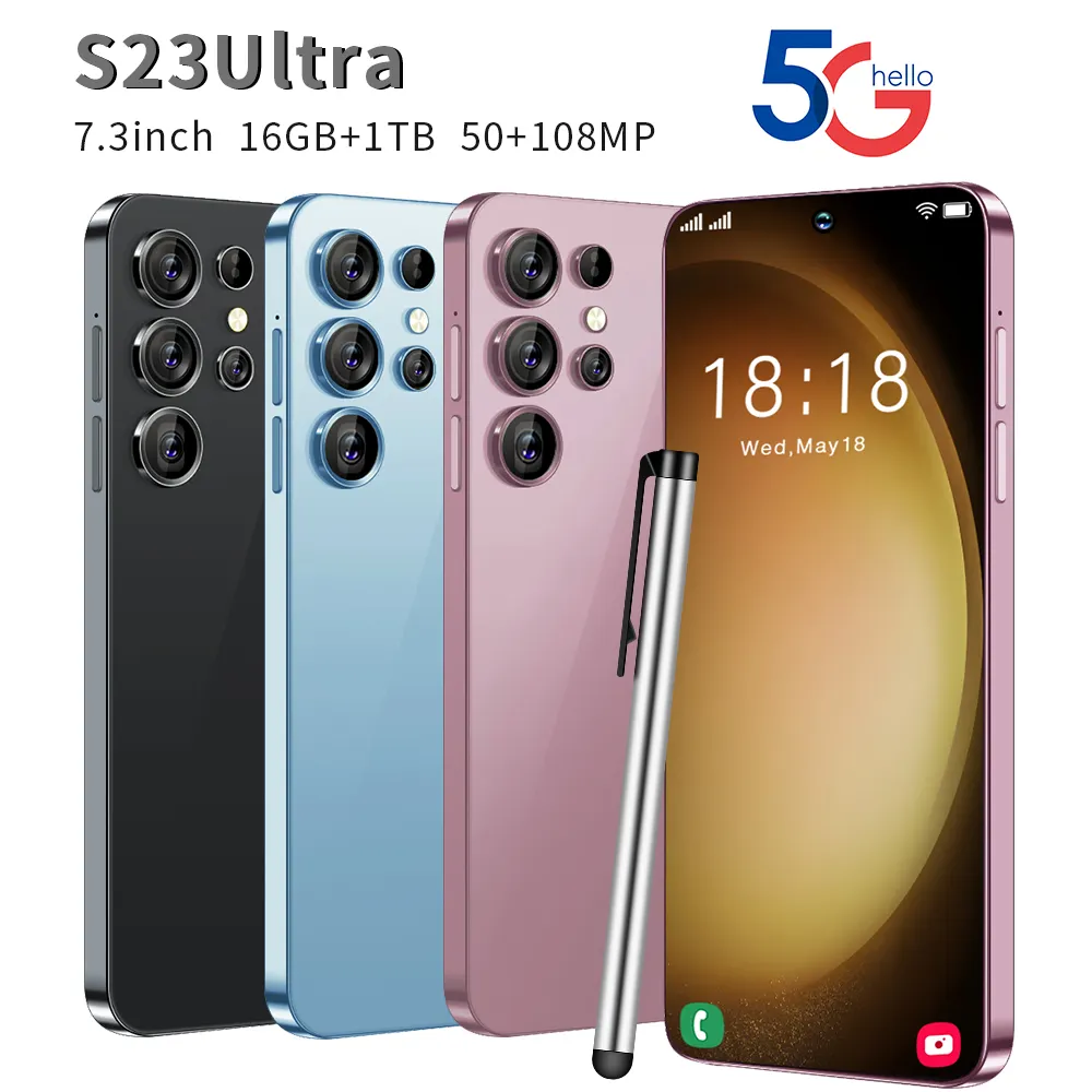 Thương hiệu điện thoại mới S23 + siêu Android 2G/3G/4G điện thoại thông minh 3GB + 64GB ban đầu 6.8 inch giá bán buôn điện thoại di động