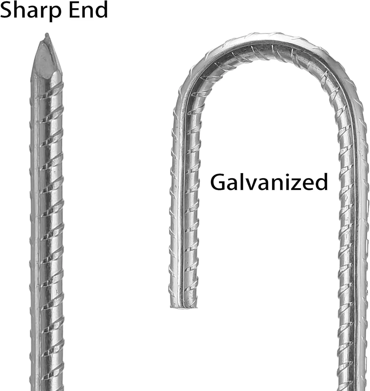 Pregos resistentes em aço galvanizado em forma de J, giradores de vento de metal, pregos roscados de metal para barracas de camping de 30 cm