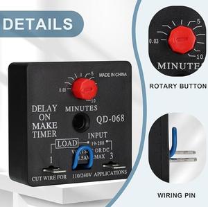 Tempo di Ritardo Relè di Ritardo di QD-068 Sul Make Timer con 0.03 ~ 10 Minuti di Ritardo Regolabile Universale 19 ~ 288VAC