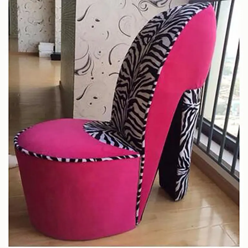 Chaise de salon de meubles en forme de chaussure à talons hauts colorés au design créatif moderne