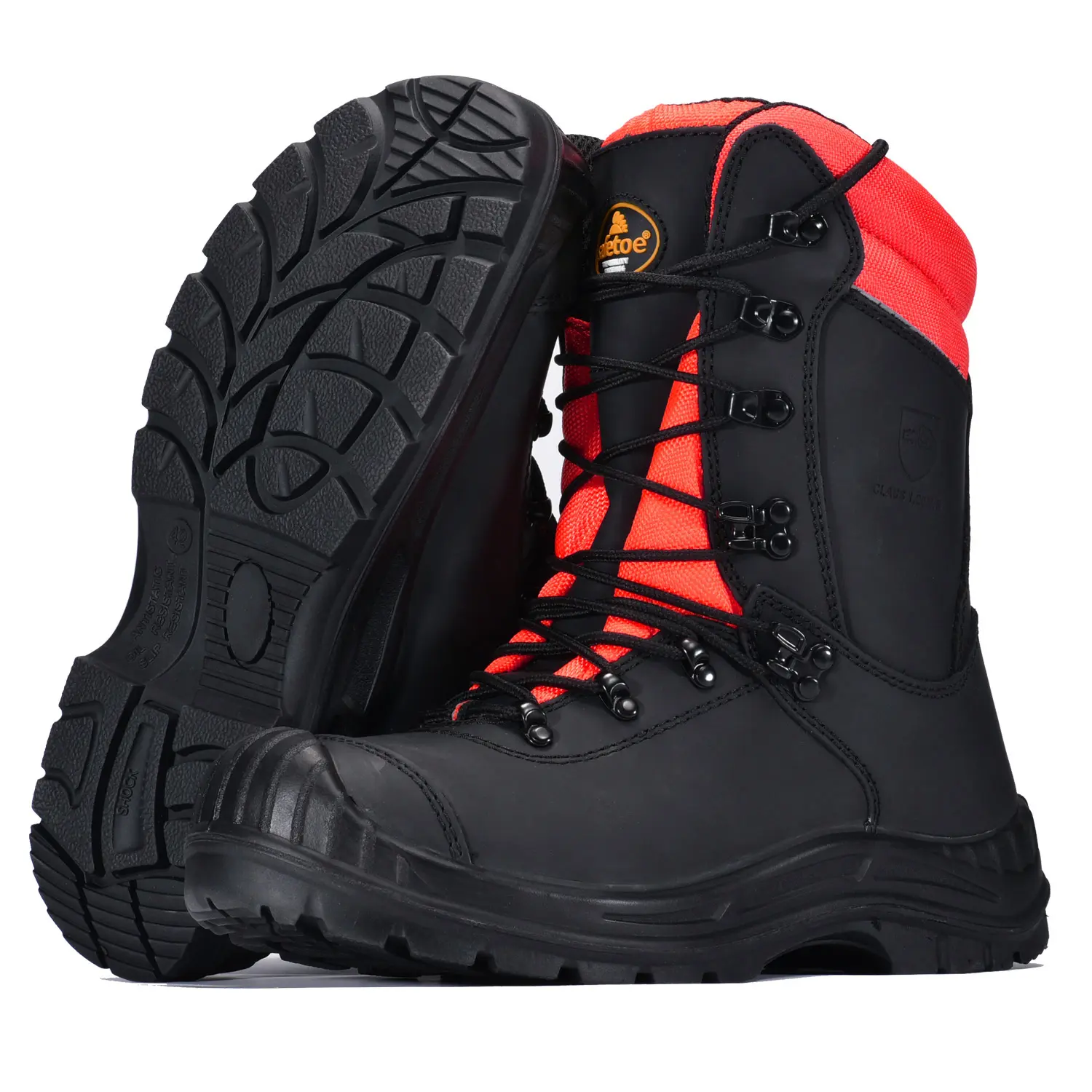 スチールトゥ防水ブラックフォレストレンジャー安全靴プルオンロガースタイルの男性用ワークブーツ