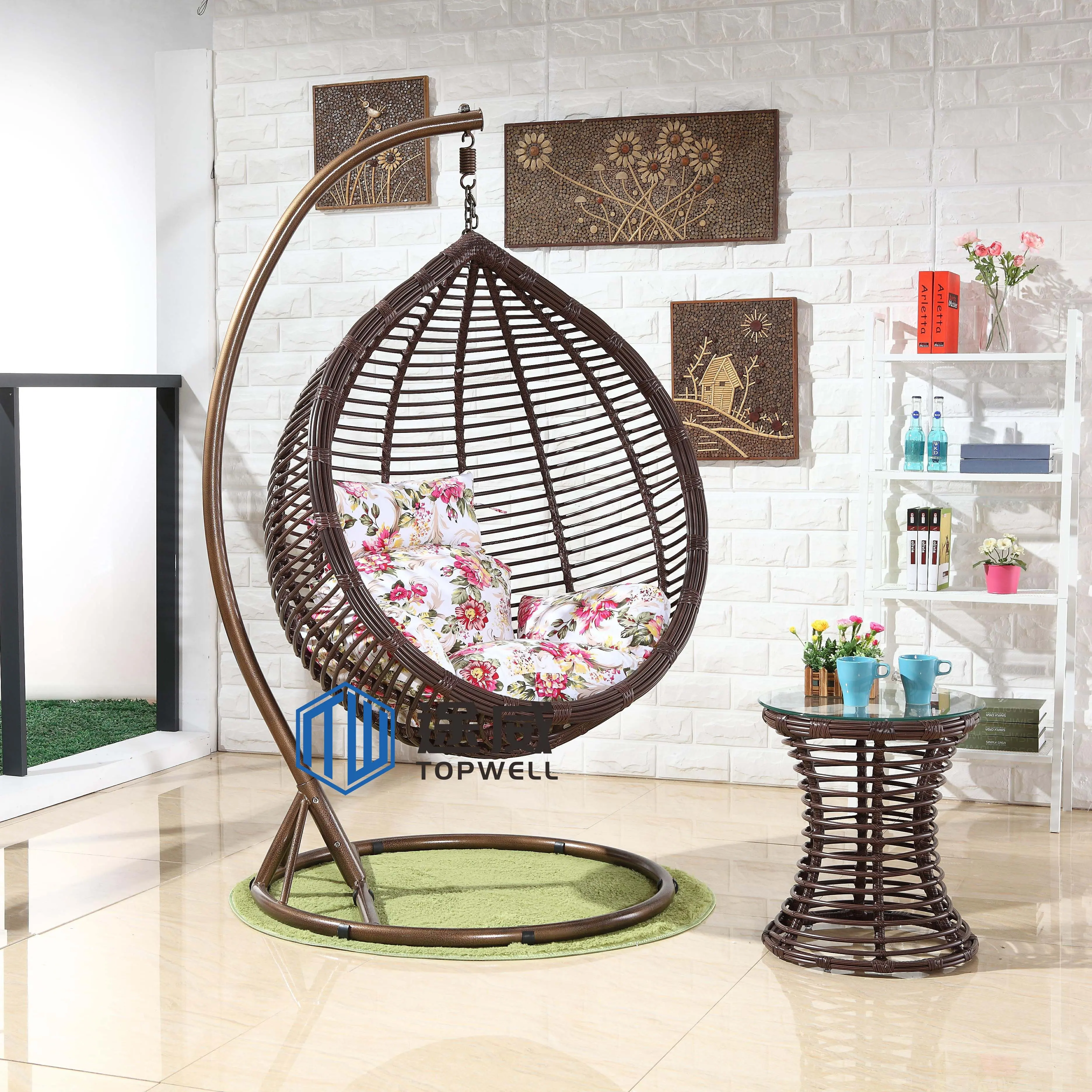 Trong Nhà Ngoài Trời Đu Ghế Phòng Khách Đu Mây Trứng Ghế Treo Trứng Ghế Với Đứng Wicker Dệt Treo Giỏ