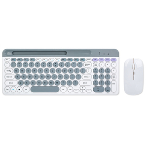 Juego de teclado y ratón inalámbricos de modo dual de 4 canales, teclado redondo Punk, combinación de ratón y teclado recargable - Product Image 1