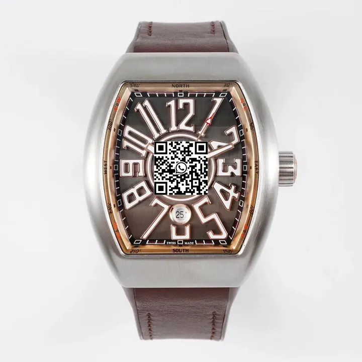 Relógio mecânico luxuoso para homens, relógio de luxo com mostrador grande em forma de barril, moda casual V45, iate automático, 45 mm