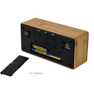 Wooden Minimalist Student Style Bamboo Alarm Clock Touch Large Green Screen Display Snooze Digital Clock <strong>Led</strong> Smart Table Clock - Product Image 6
