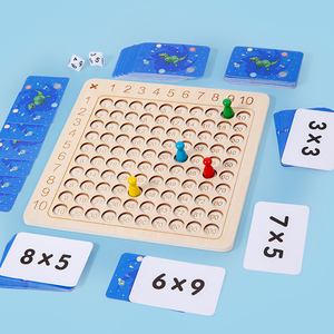 木制蒙特梭利乘法板游戏，带闪存卡数学儿童计数玩具 - Product Image 4