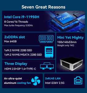高性能ミニコンピュータIntel NUC I9-11950HデュアルLAN 6USB3.0 HD DPサポート4Kディスプレイ用HTPC DDR4 RAM AUプラグ - Product Image 2