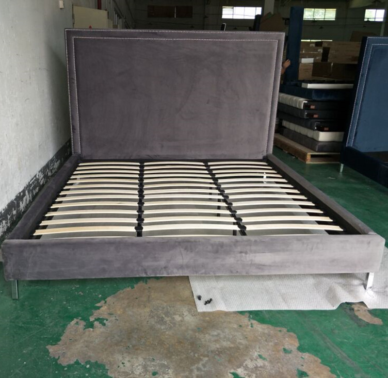 Customized high quality king double size upholstered bed designs for home