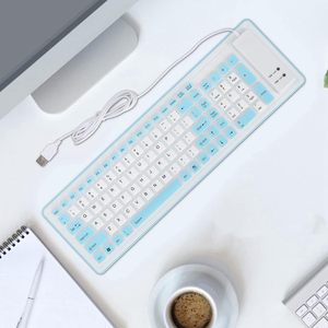 Оптовая продажа, складная силиконовая клавиатура с 103 клавишами, бесшумная выцветная Проводная клавиатура для ПК, ноутбуков - Product Image 6