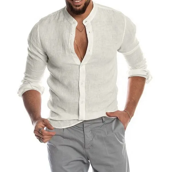 2021 men shirt new design spring and autumn casual linen shirts 100% mens