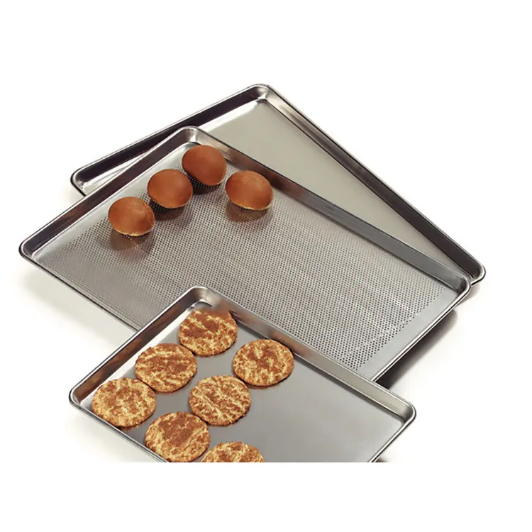 Custom Stainless Steel Non-Perforated And Perforated Baking Tray Oven Tray Baking Pan Baking Sheet Manufacturer