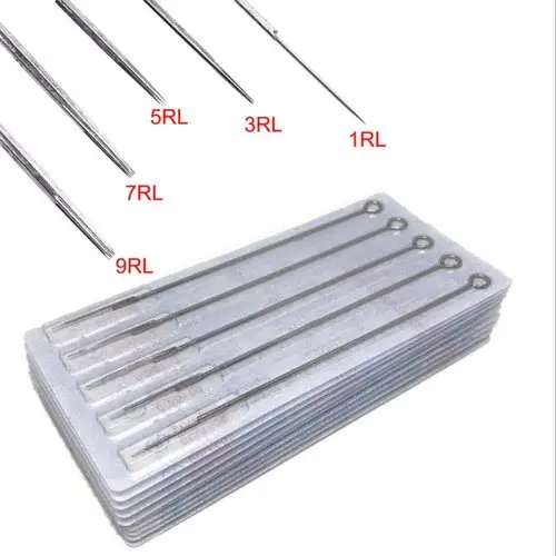 Qualified 50pcs Pre-made Disposable Sterile Tattoo Needles tips Round Liner M1 RL RM Series