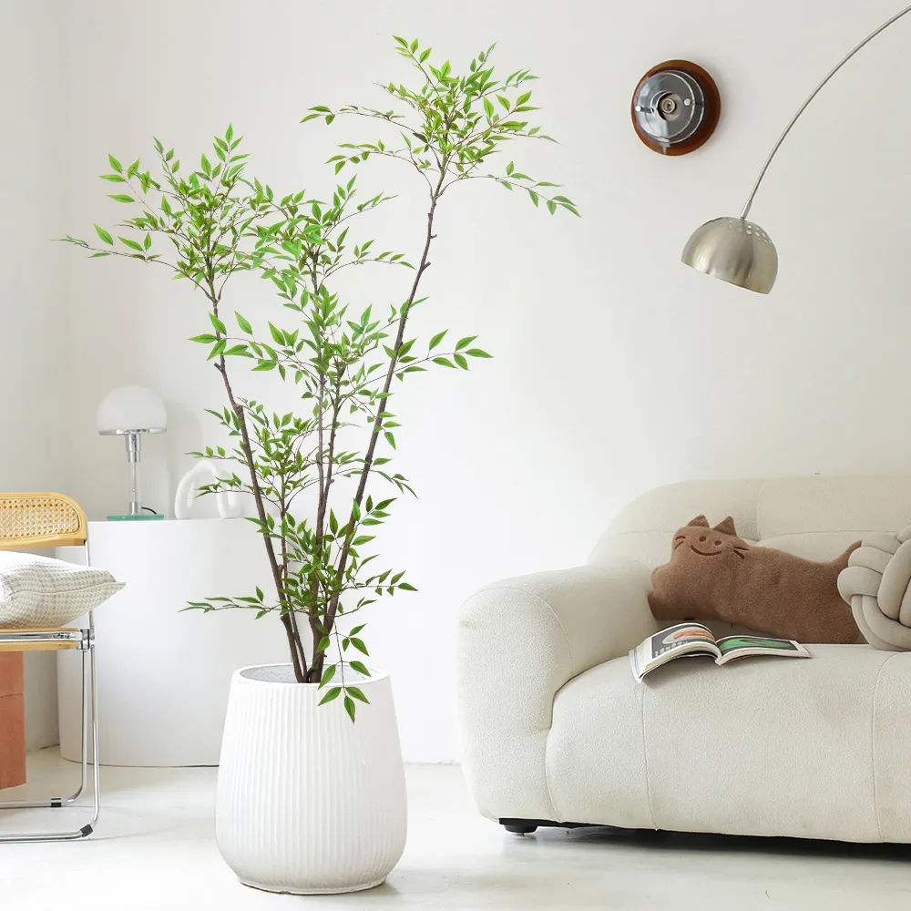 Plantas artificiais para decoração de casa, bonsai, vasos de plástico para jardim, plantas falsas modernas, bambu para ambientes internos