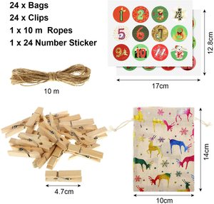 24 adet 1-24 noel geri sayım advent takvimi kumaş çanta dolum numaraları ile düğmeler noel süslemeleri DIY zanaat seti - Product Image 3