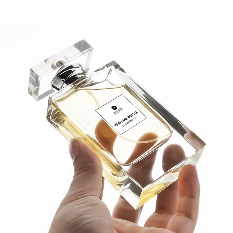 Garrafa de perfume personalizada de 75ml, garrafa de vidro de luxo feita à mão, polida e vidro