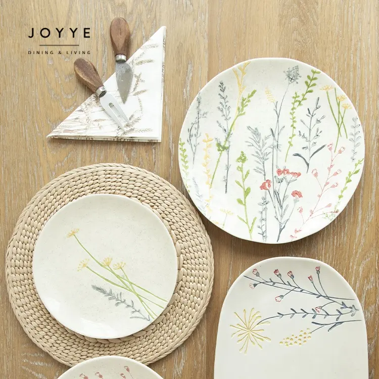 Joyye Elegante Servies Sets Nieuwe Ontwerp Servies Keramische Set Plant Handgeschilderde Servies Sets