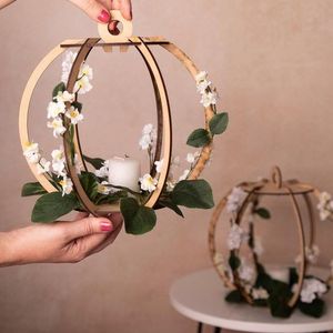 定制<span class=keywords><strong>DIY</strong></span>金属环花环花卉摆件木制花环甜心桌