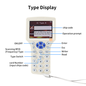 Lector RFID escritor copiadora duplicador IC/ID inglés lector de 10 frecuencias para tarjetas de 125Khz 13,56 Mhz duplicador de llaves con Cable USB
