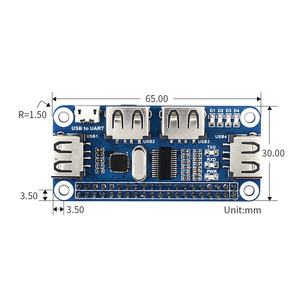 Wavesare USB-UART convertitore 4 porte USB mozzo cappello per lampone Pi 2B/3B/3B +/Zero/Zero W compatibile con USB2.0/1.1 - Product Image 6