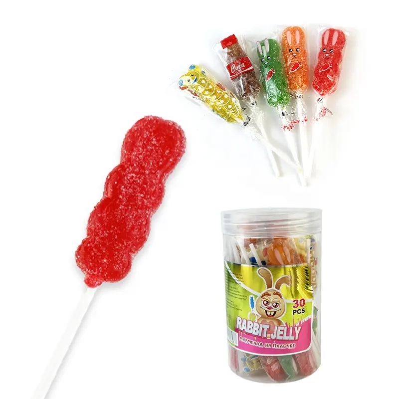 halal ODM order cartoon shape gummy lollipop candy fruit flavor candy for kids
