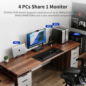 SYONG 4 X 1 HDMI <strong>KVM</strong> <strong>Switches</strong> 4 Port with USB 3.0 Sharing for 4 PCs 1 Monitor With Multi-control Ways Stock 4K 60Hz <strong>KVM</strong> <strong>Switches</strong> - Product Image 2