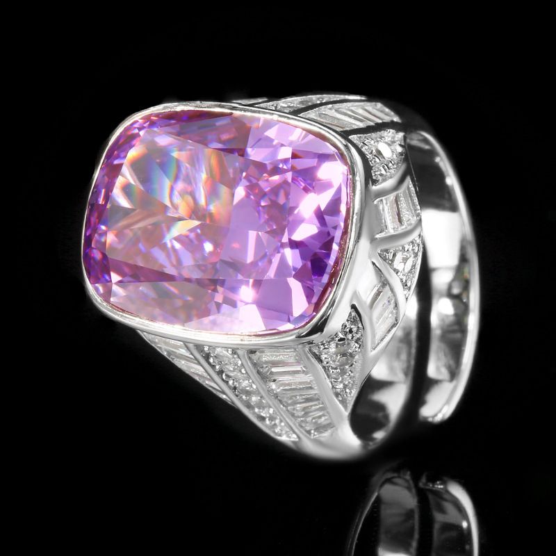 open size Ice Flower cut purple diamond ring