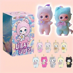 LiilaラッキーキャットシリーズぬいぐるみブラインドボックスおもちゃかわいいLiilaぬいぐるみ人形キーチェーンバッグ/車/デスクトップデコレーション誕生日プレゼント