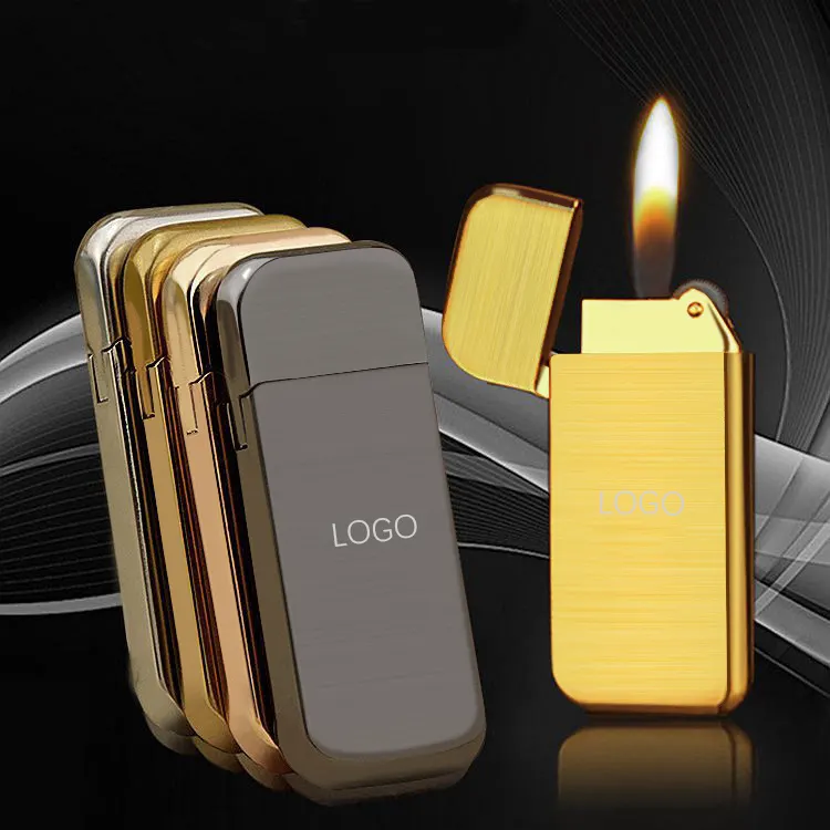 Glossy Custom LOGO Metall feuerzeug Geschenk Butan Nachfüllbare Gas Zigaretten anzünder