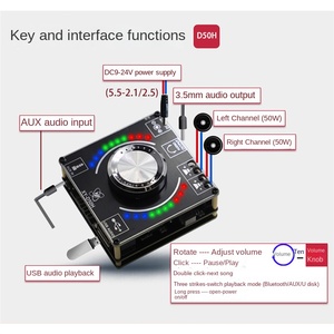 D50H HIFI 50W*2 Stereo TPA3116 Module Volume Spectrum Power Amplifier Board With Music Rhythm <strong>Lamp</strong>