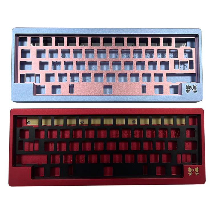 Casing Keyboard Kustom CNC Aluminium Kuningan 6061 6063 "Casing Papan Ketik Berlapisan E Anodized Penutup Pvd/Pelat/Bawah/Berat/Atas