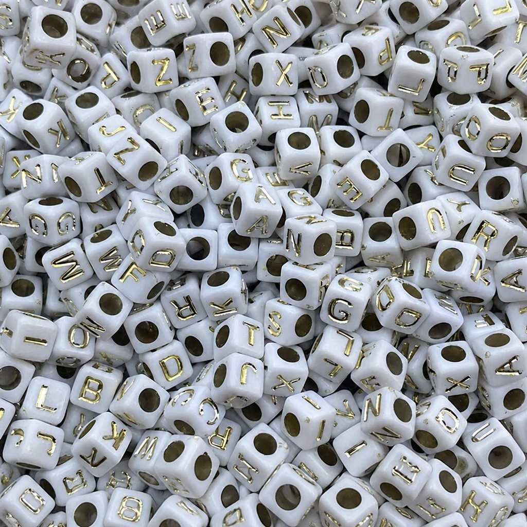 6x6mm Blanc + Or