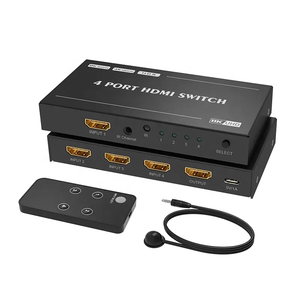 Xput 2022 4 Port <strong>HDMI</strong> 4x1 Switch UHD HDR 48Gbps 2.1 8K 60Hz 4K 120Hz 3D 4 in 1 Out <strong>HDMI</strong> 4x1 Switcher <strong>Adapter</strong> With Remote Control - Product Image 1