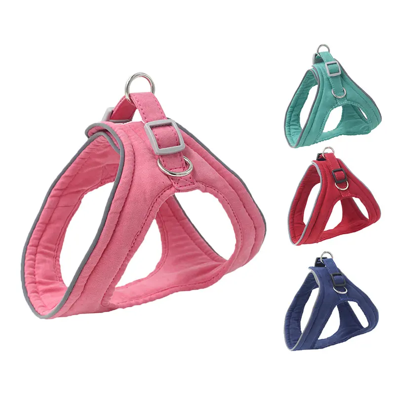 Rompi Harness anjing beludru empuk, rompi Harness anjing desainer reflektif dan Set tali untuk anjing kecil sedang