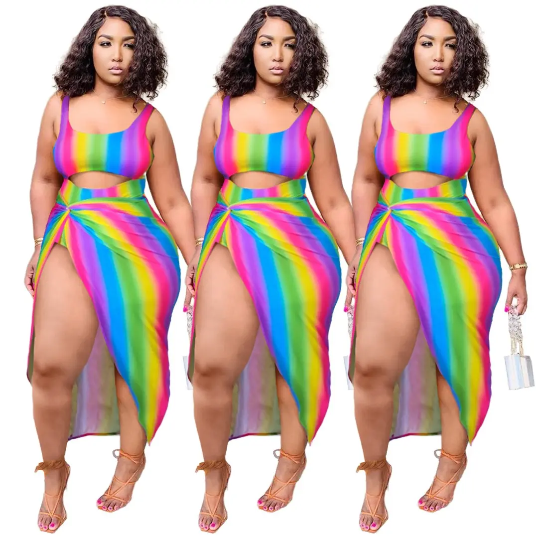 Costumi da bagno Sexy Color arcobaleno 5xl taglie forti da donna costume da bagno intero copricostume da bagno vendita caldo costumi da bagno