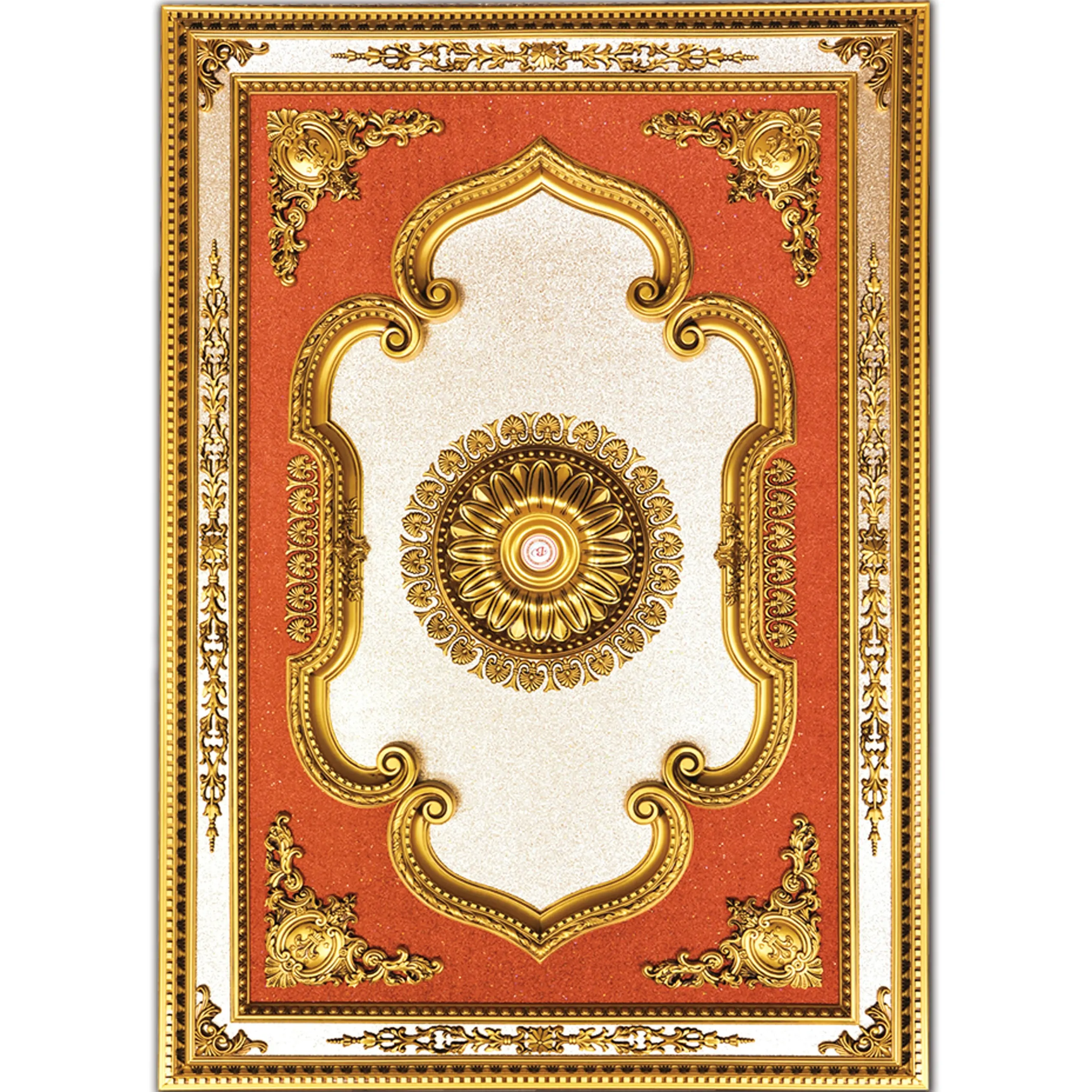 Banruo delicado estilo barroco, clássico, vermelho, retangular, medalhão de teto para lustre