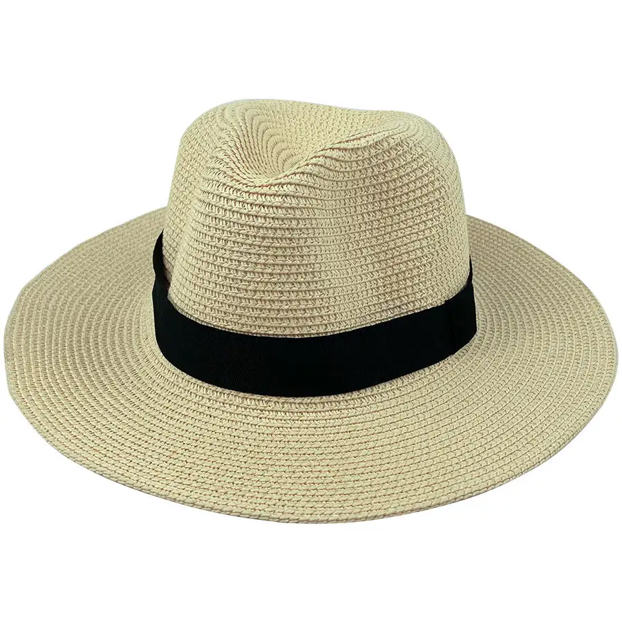 Promotional Women Summer Sun Beach Cowboy Cheap Wholesale Men Fedora Panama Straw Hat